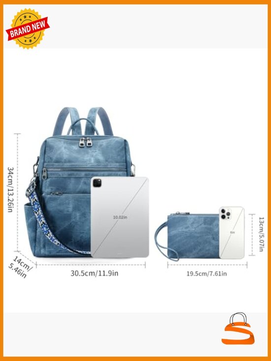 Faux Leather Convertible Travel Backpack Purse with Multiple Pockets